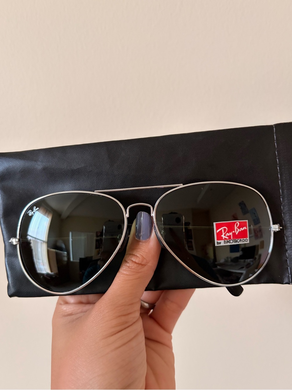 Ray-Ban Aviator Sunglasses in Green Lenses with Silver Frame